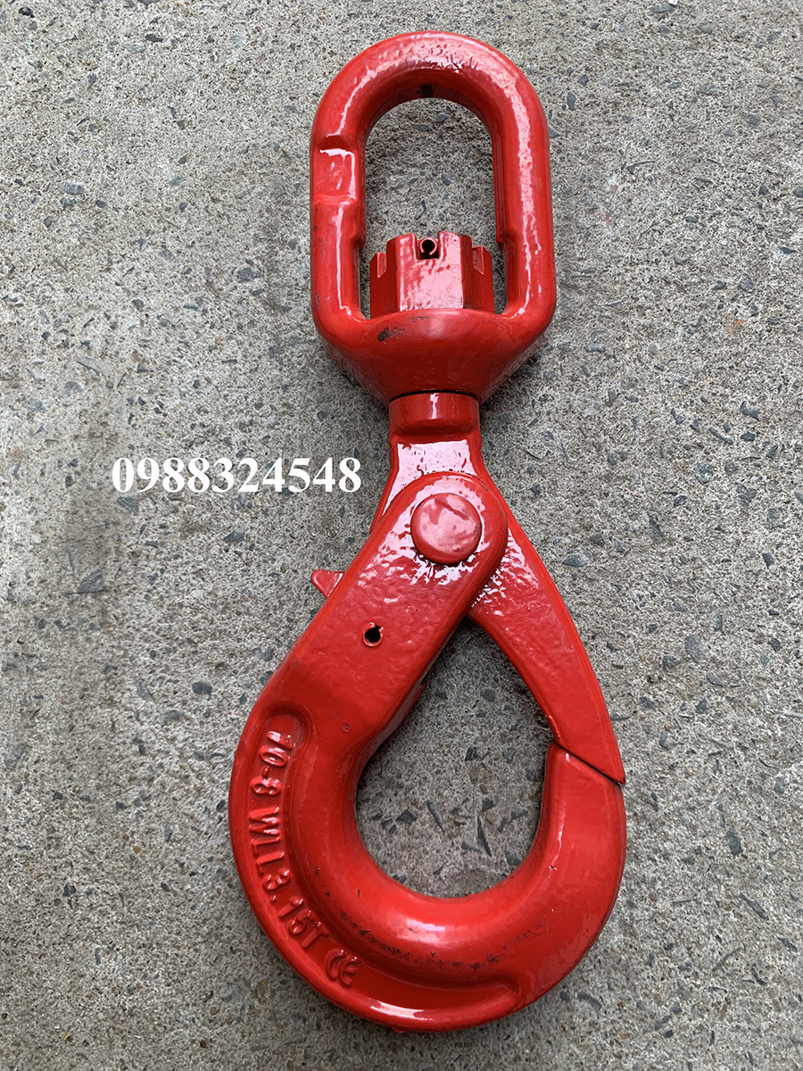 Móc cẩu khóa an toàn 3.15 tấn 8-SSK-10 / 3.15 ton Grade 80 Swivel Self-Locking Hook