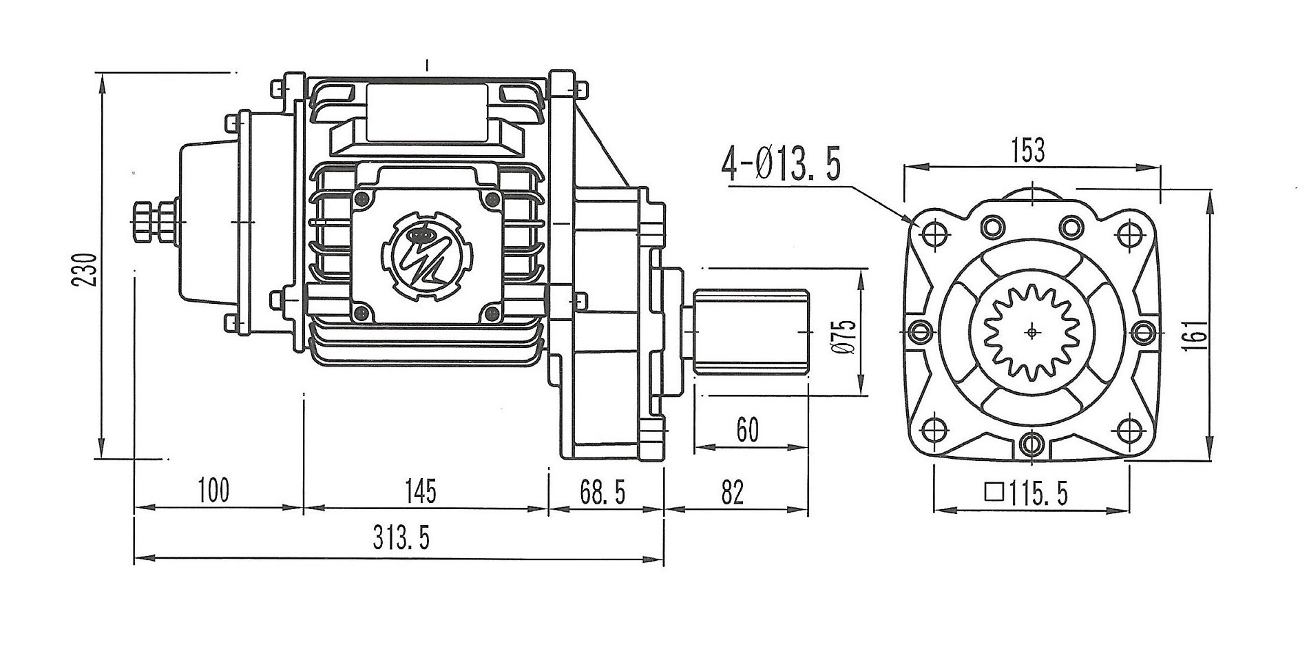 Motor dầm biên ITS 0.75kw CH-SI-100 / 0.75KW ITS Geared Motor CH-SI-100