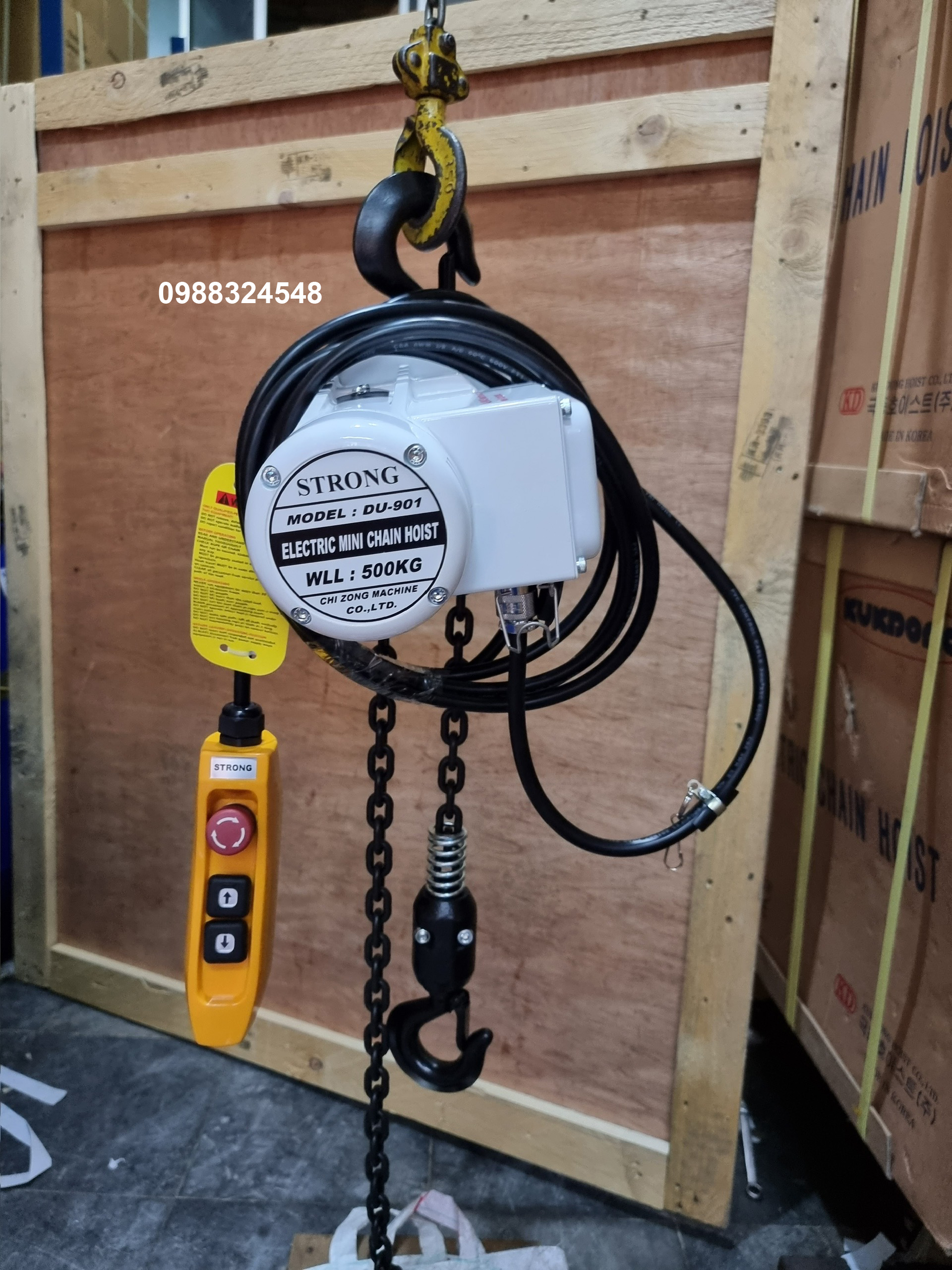 Pa lăng điện xích 0.5 tấn Strong DU-901