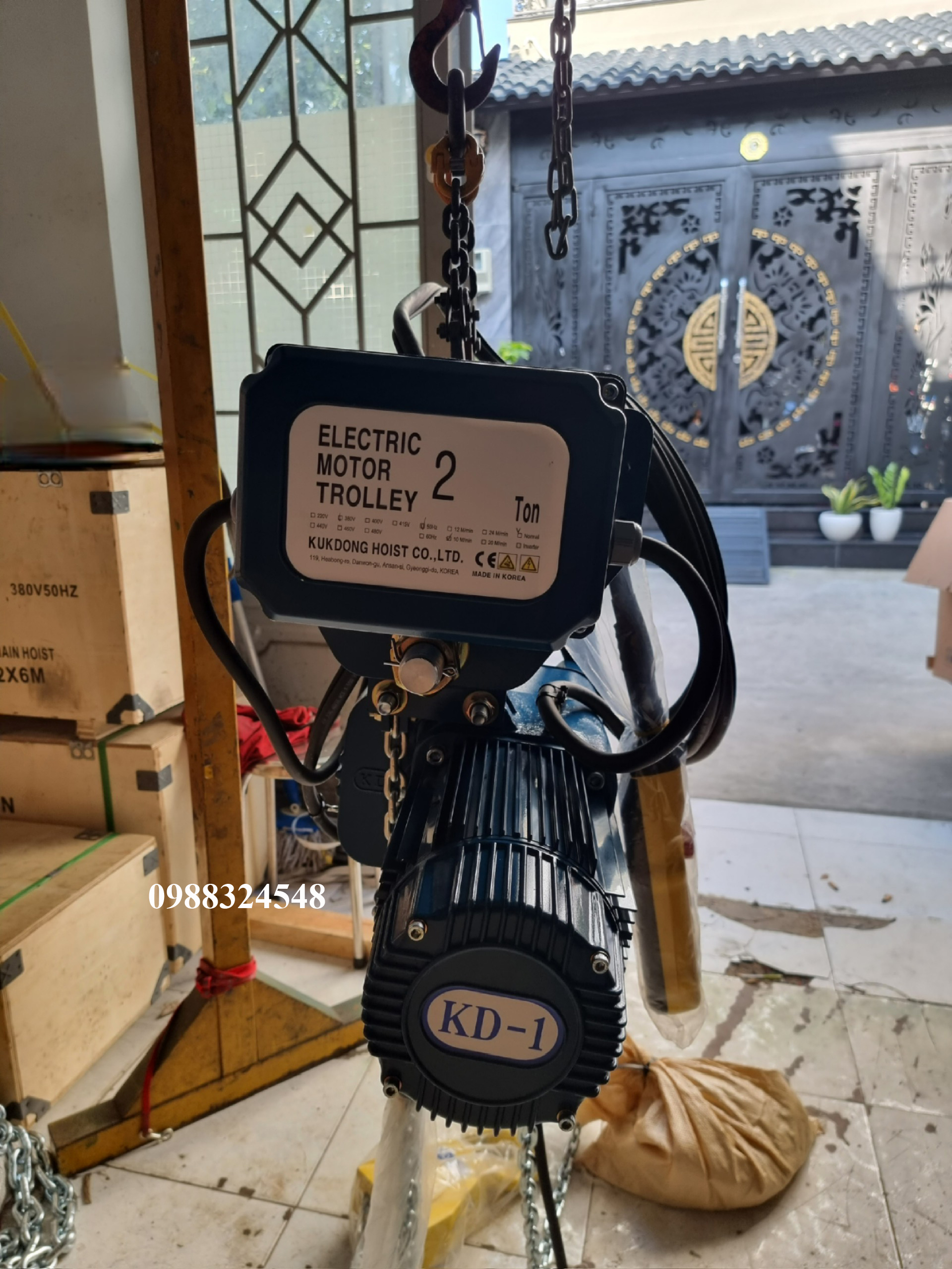 Pa lăng điện xích Kukdong 2 tấn KD-1M / KD-1M Kukdong Electric Chain Hoist