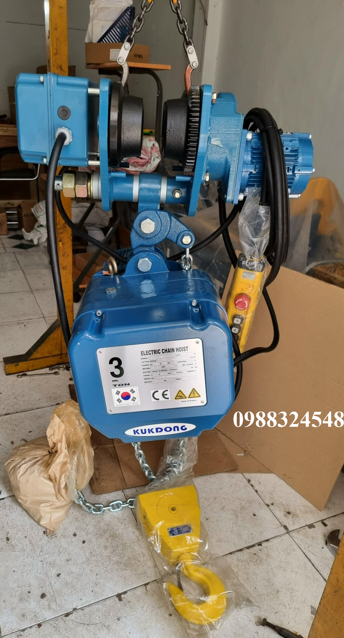 Pa lăng điện xích Kukdong 3 tấn KD-2M