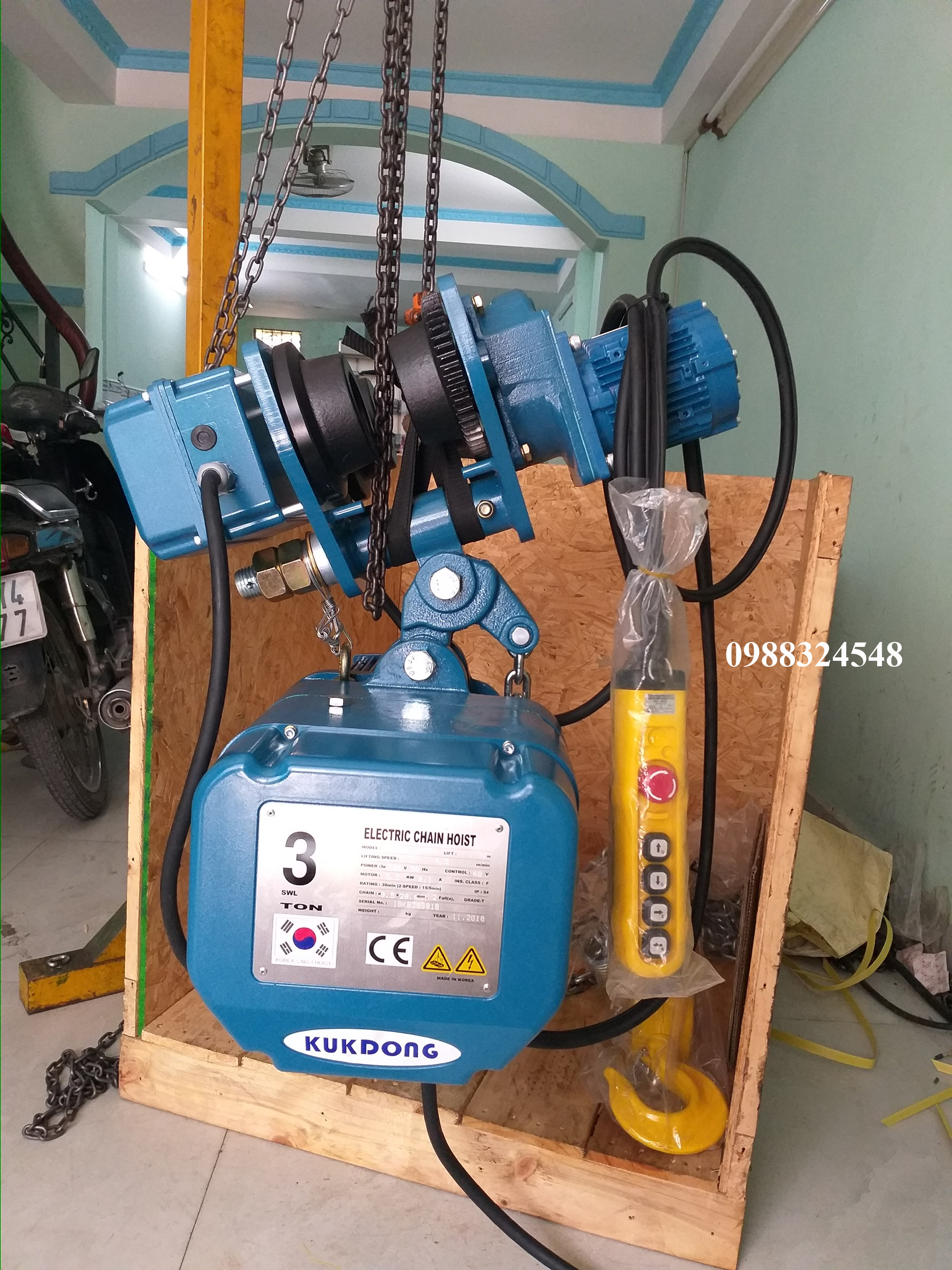 Pa lăng điện xích Kukdong 3 tấn KD-2M / KD-2M Kukdong Electric Chain Hoist