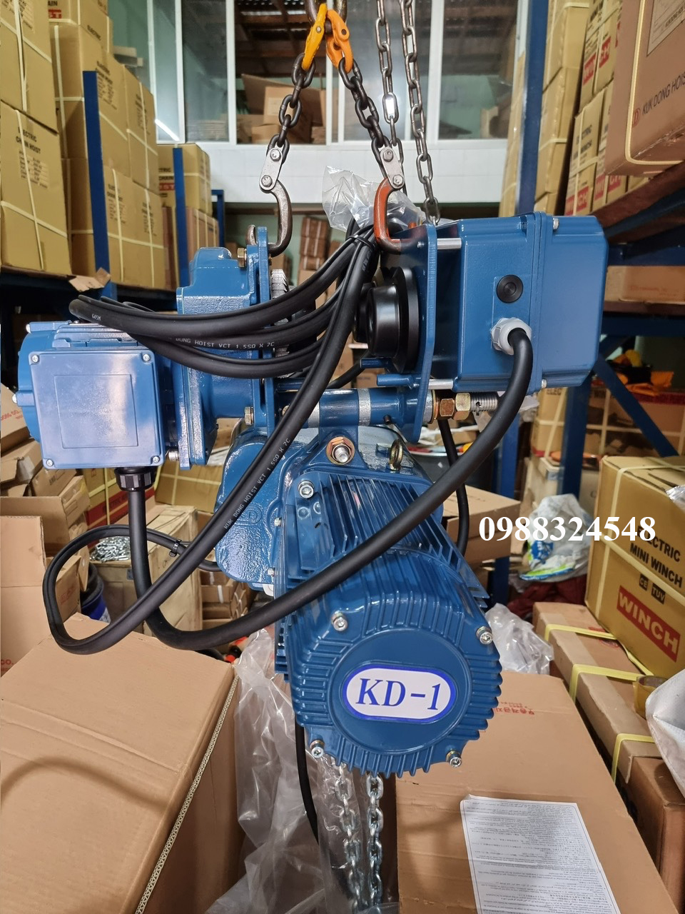 Pa lăng điện xích Kukdong 1 tấn KD-1M / KD-1M Kukdong Electric Chain Hoist