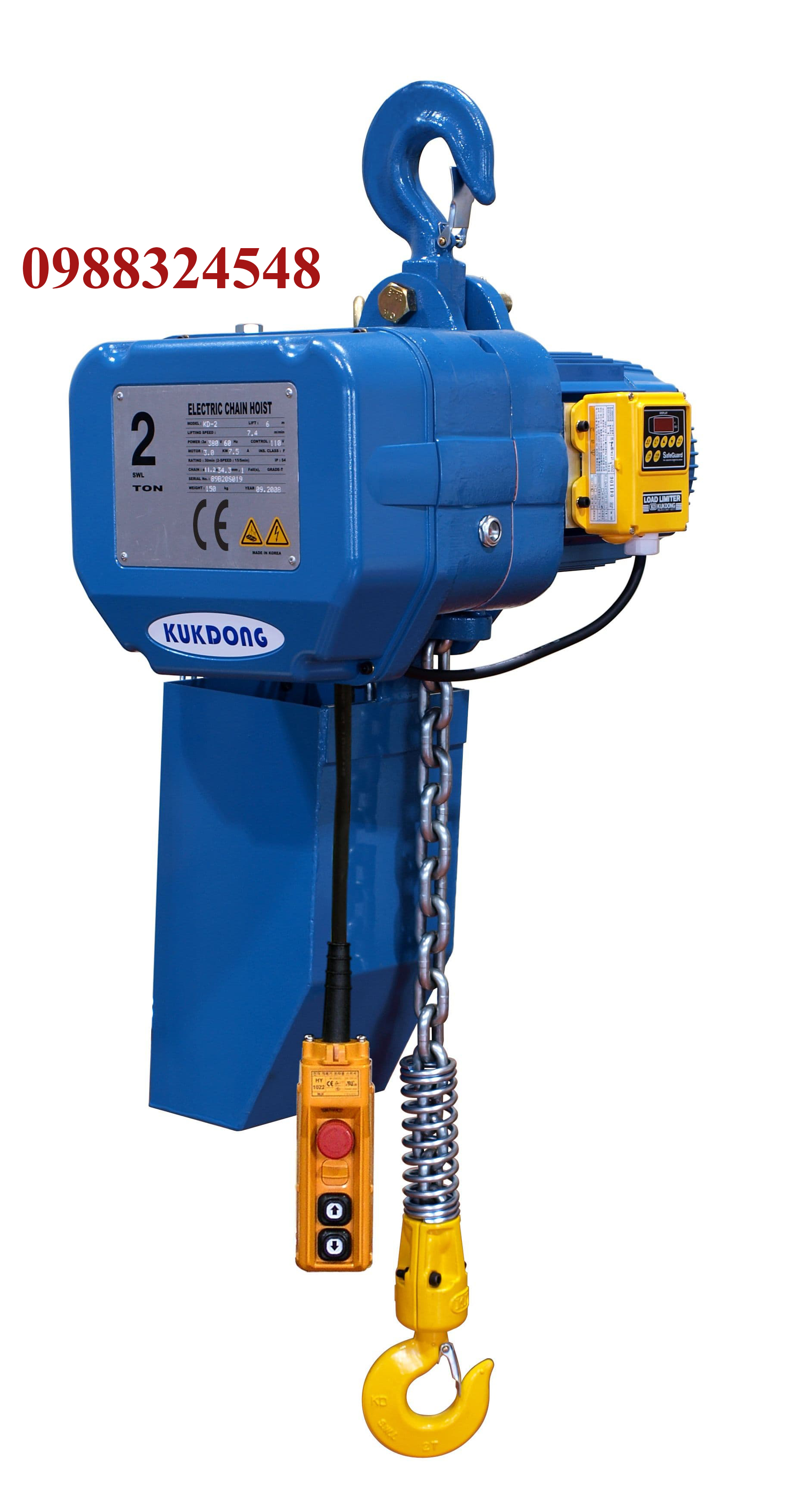 Pa lăng điện xích Kukdong 2 tấn KD-2