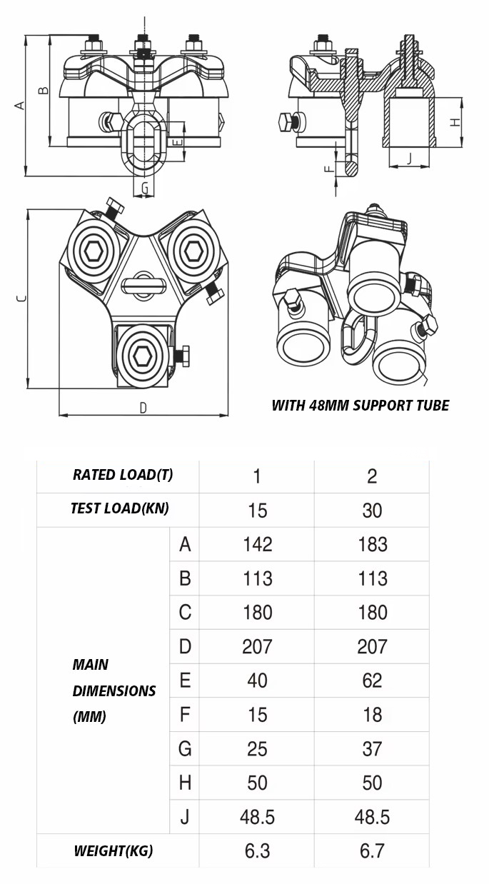 Cùm treo 3 chân 1 tấn model KONDO