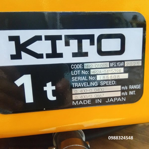 Rùa điện Kito 1 tấn MR2-010IS / MR2-010IS Kito Electric Trolley