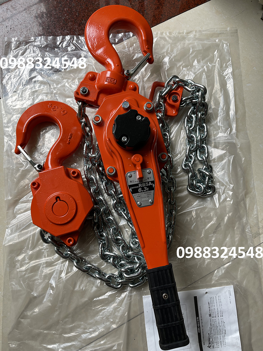 Pa lăng lắc tay 6.3 tấn 1.5 mét Nitchi RB50630