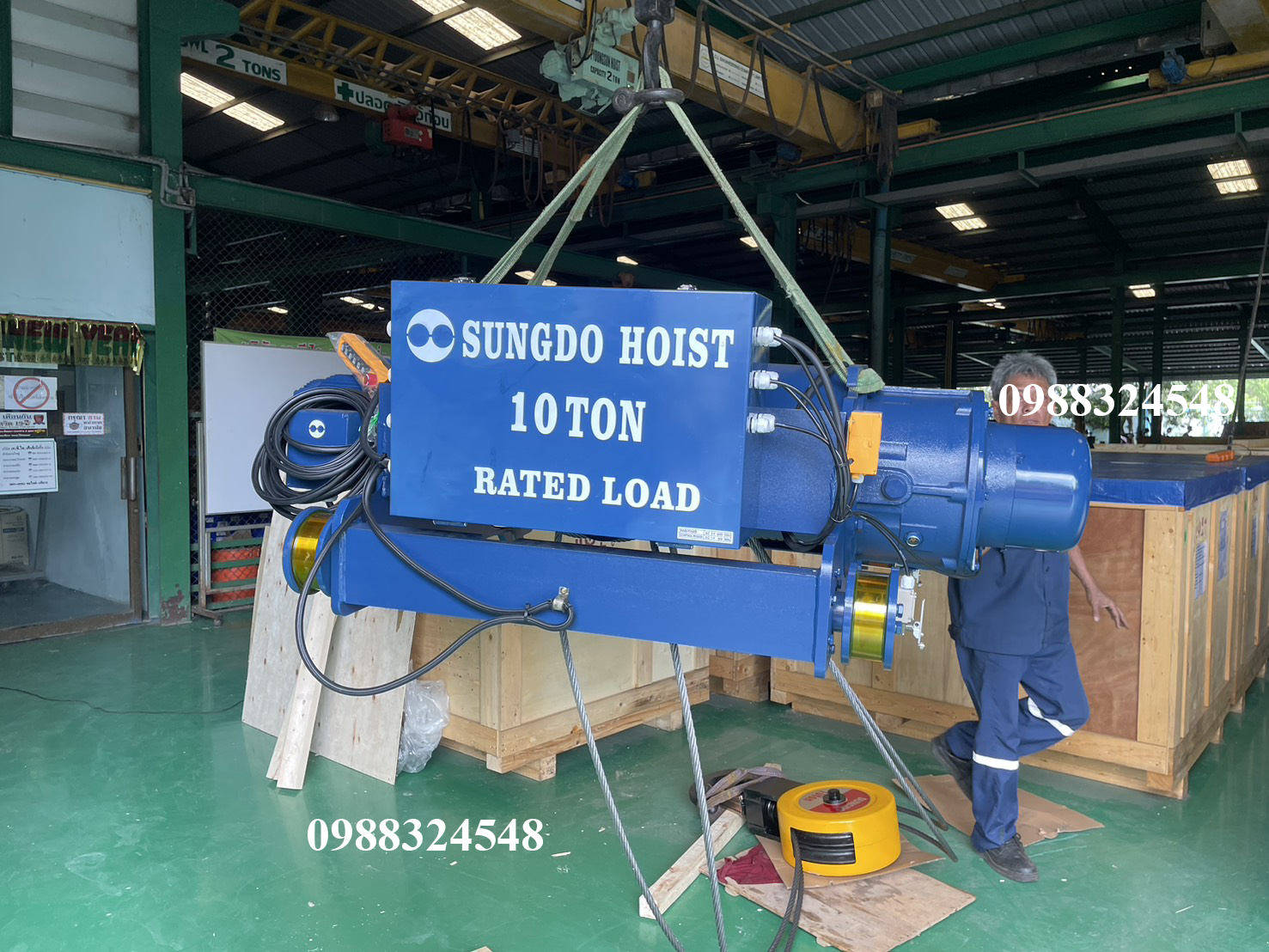 Pa lăng cáp điện Sungdo dầm đôi 10 tấn SD10-H12-MH / 10 ton Sungdo Double Rail Wire Rope Hoist