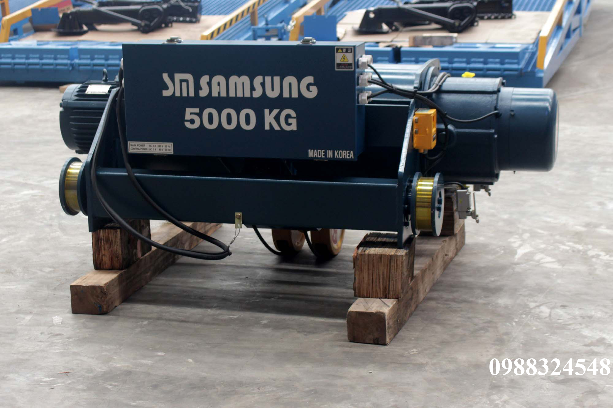 Pa lăng cáp điện Samsung dầm đôi 5 tấn SD0050 / 5 ton Samsung Double Rail Wire Rope Hoist