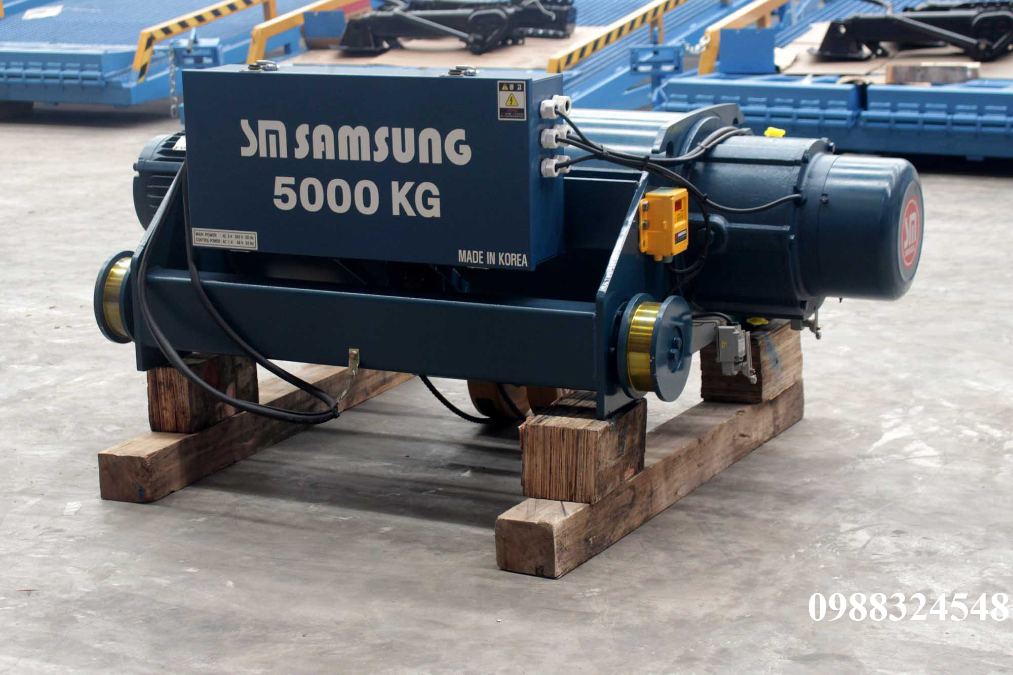 Pa lăng cáp điện Samsung dầm đôi 5 tấn SD0050 / 5 ton Samsung Double Rail Wire Rope Hoist