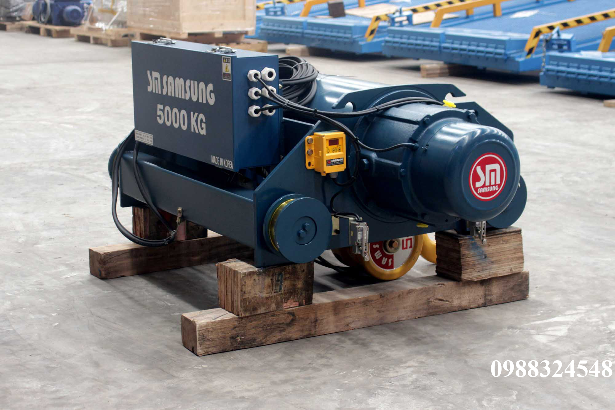 Pa lăng cáp điện Samsung dầm đôi 5 tấn SD0050 / 5 ton Samsung Double Rail Wire Rope Hoist