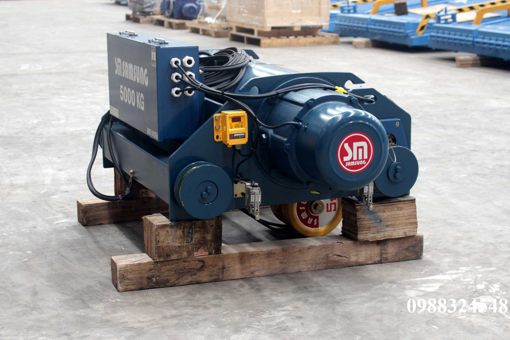 Pa lăng cáp điện Samsung dầm đôi 5 tấn SD0050 / 5 ton Samsung Double Rail Wire Rope Hoist