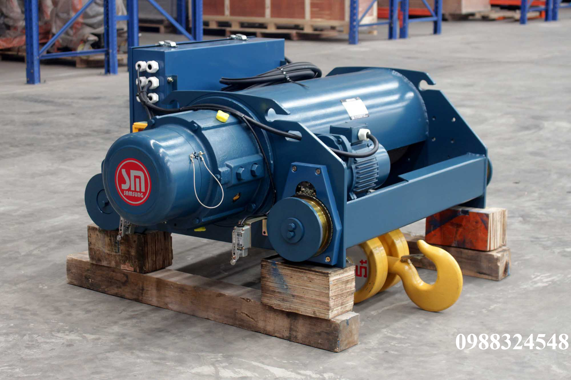 Pa lăng cáp điện Samsung dầm đôi 5 tấn SD0050 / 5 ton Samsung Double Rail Wire Rope Hoist