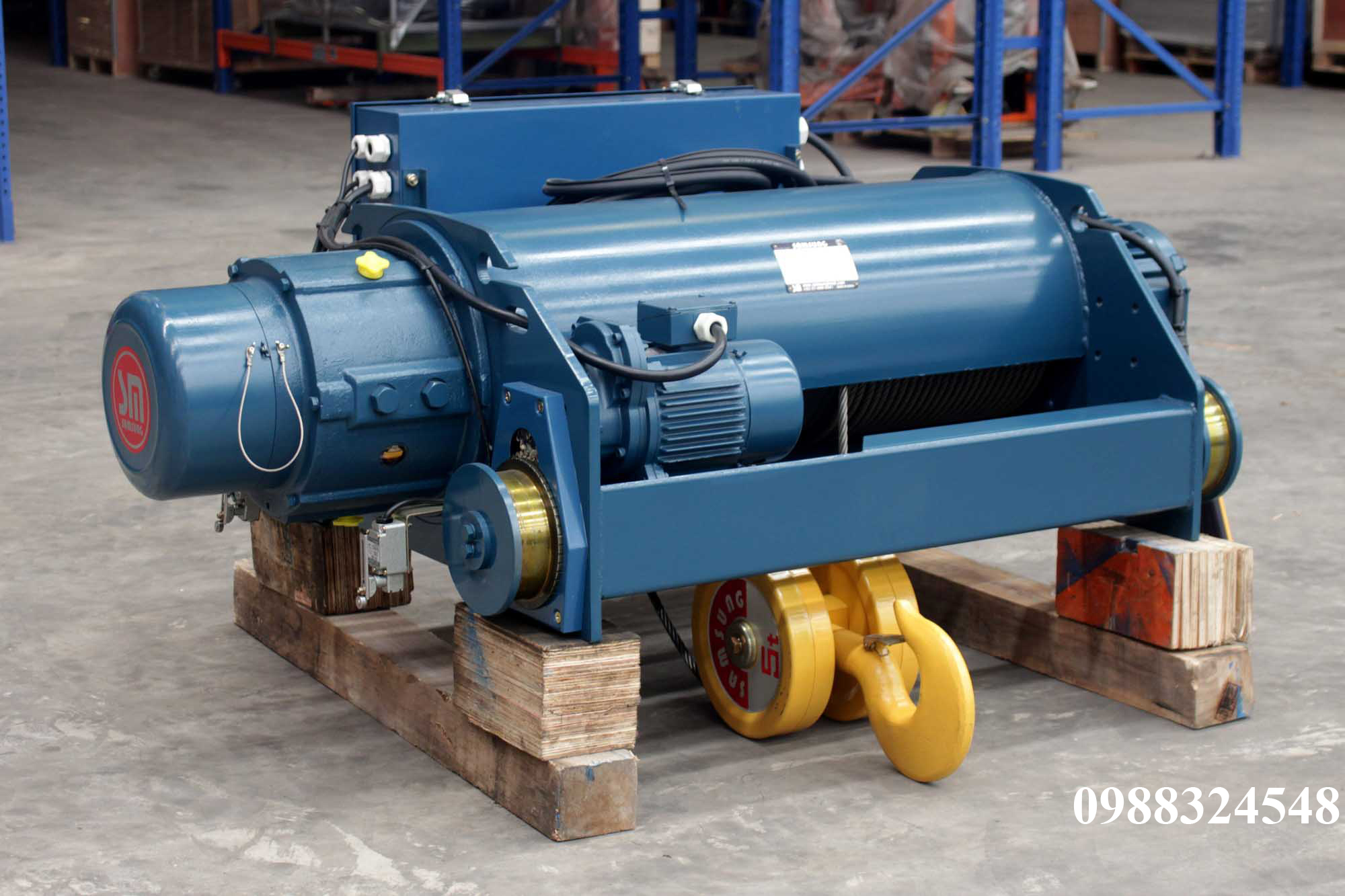 Pa lăng cáp điện Samsung dầm đôi 5 tấn SD0050 / 5 ton Samsung Double Rail Wire Rope Hoist