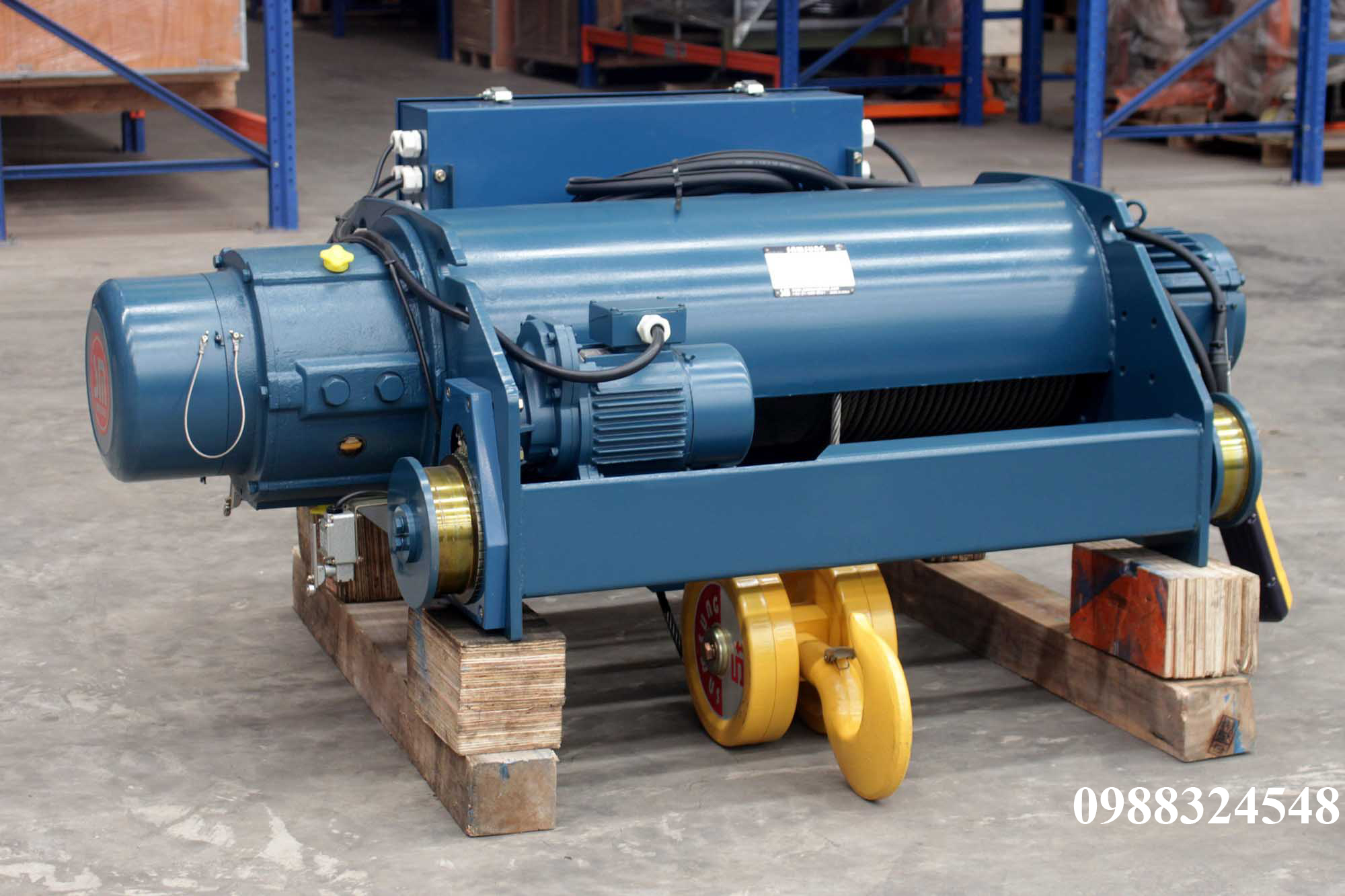 Pa lăng cáp điện Samsung dầm đôi 5 tấn SD0050 / 5 ton Samsung Double Rail Wire Rope Hoist