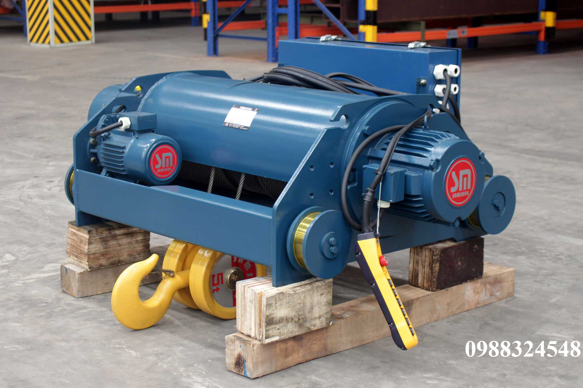 Pa lăng cáp điện Samsung dầm đôi 5 tấn SD0050 / 5 ton Samsung Double Rail Wire Rope Hoist