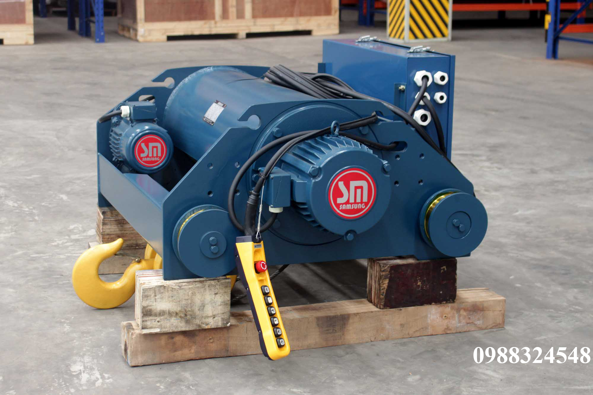 Pa lăng cáp điện Samsung dầm đôi 5 tấn SD0050 / 5 ton Samsung Double Rail Wire Rope Hoist