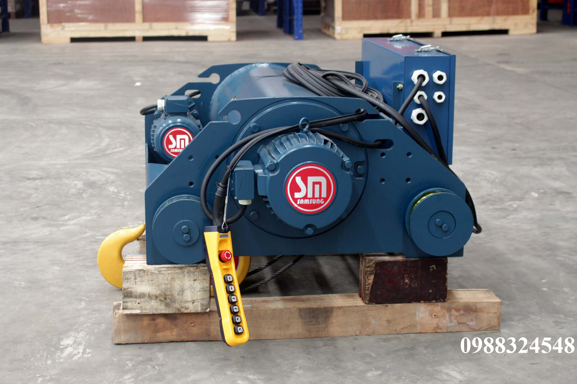 Pa lăng cáp điện Samsung dầm đôi 5 tấn SD0050 / 5 ton Samsung Double Rail Wire Rope Hoist