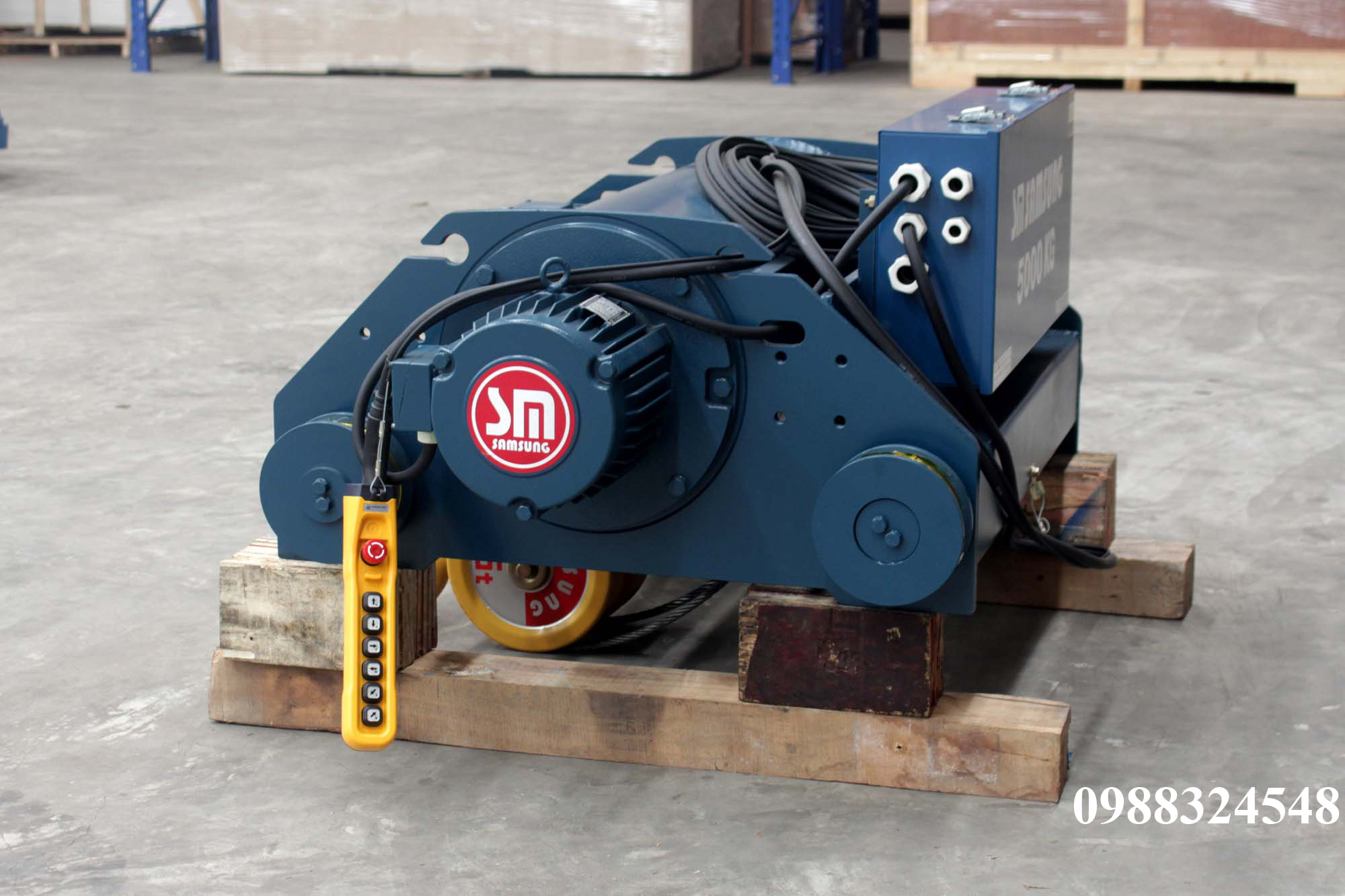 Pa lăng cáp điện Samsung dầm đôi 5 tấn SD0050 / 5 ton Samsung Double Rail Wire Rope Hoist