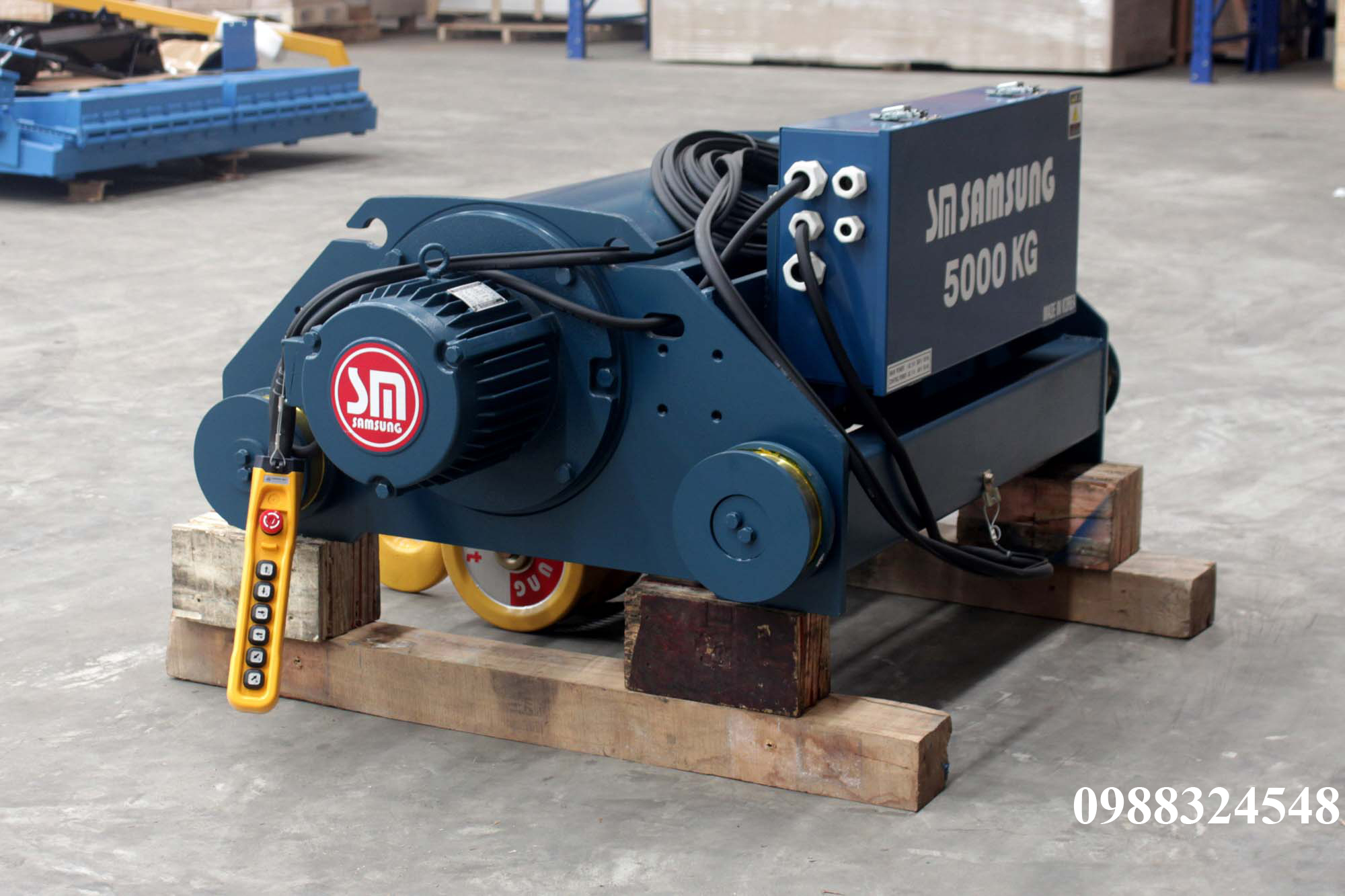 Pa lăng cáp điện Samsung dầm đôi 5 tấn SD0050 / 5 ton Samsung Double Rail Wire Rope Hoist