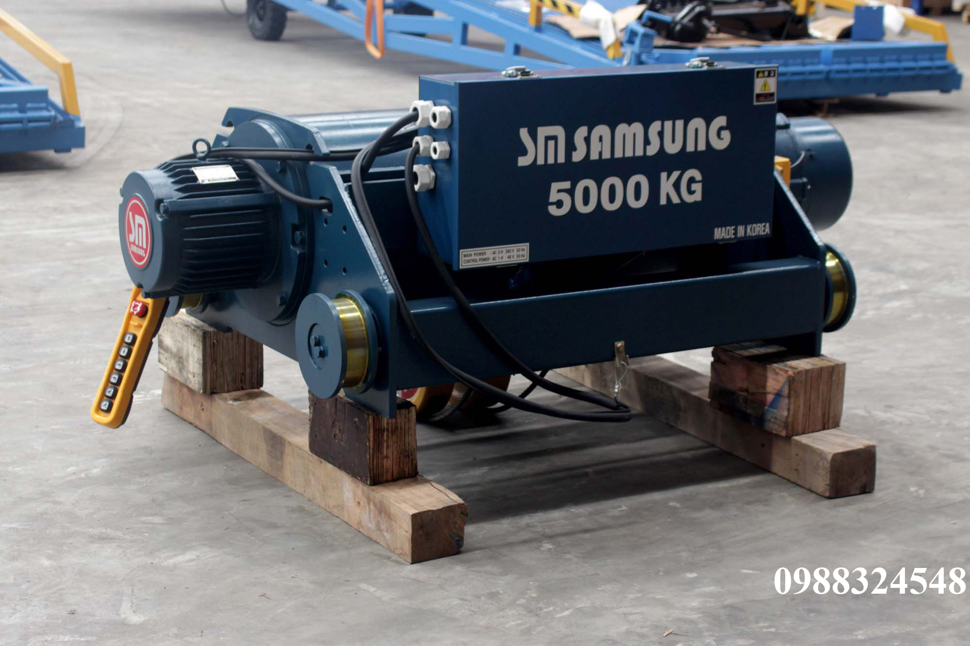 Pa lăng cáp điện Samsung dầm đôi 5 tấn SD0050 / 5 ton Samsung Double Rail Wire Rope Hoist